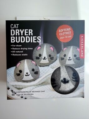 Kikkerland Gray and Pink Cat Dryer Buddies Wool Balls